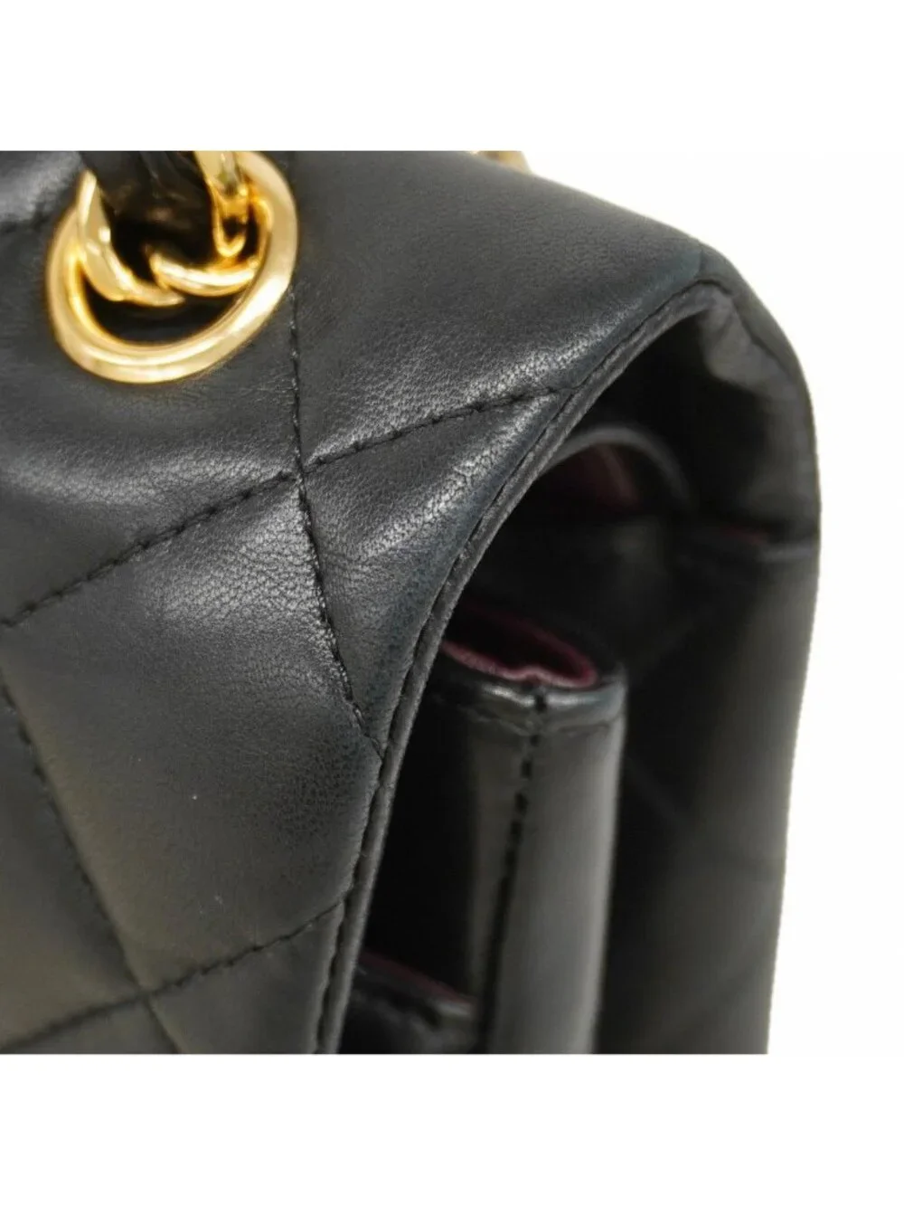Chanel Shoulder Bag Deca Quilted Lambskin Black Gold